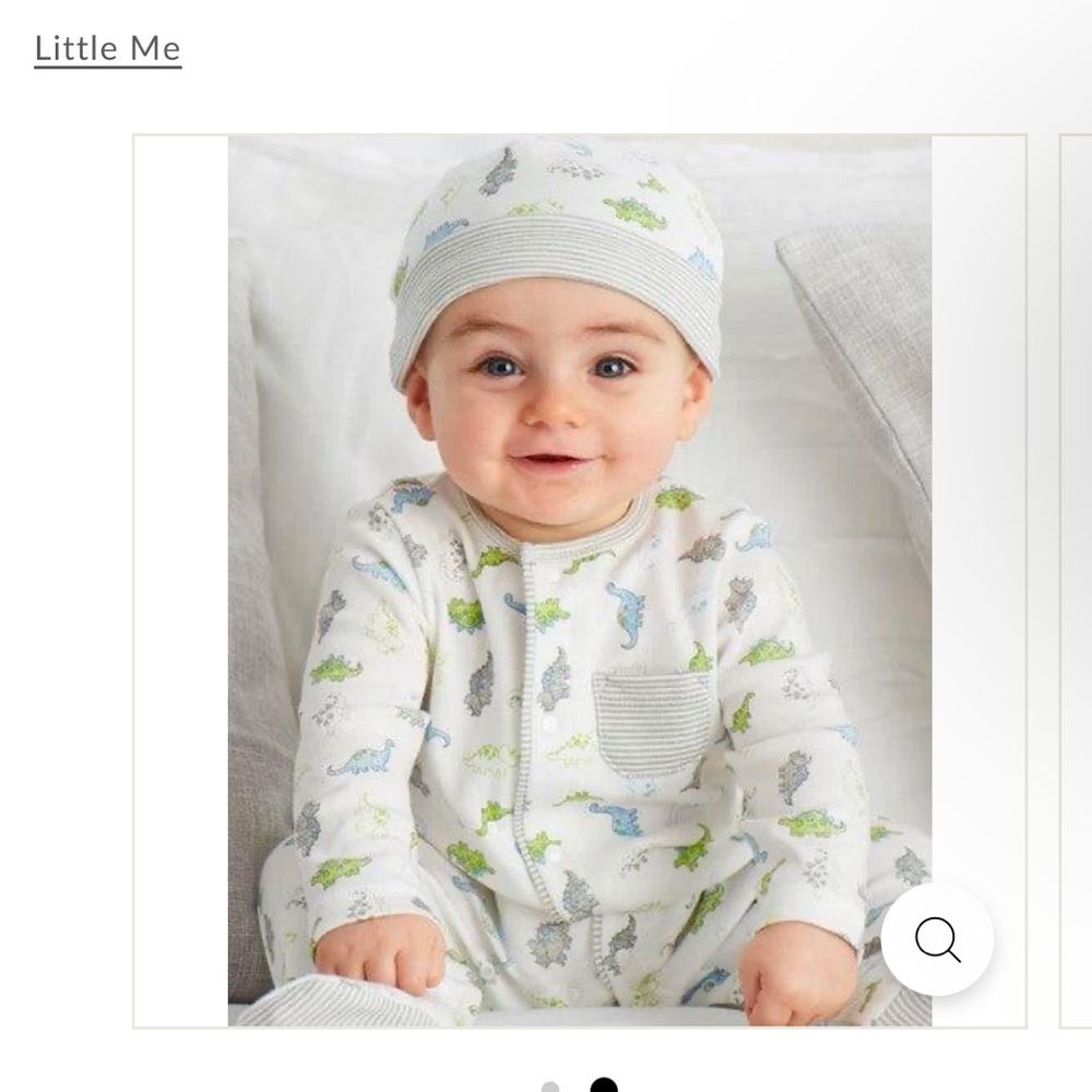 NWT Little Me Dinomite Zip Footed one piece and hat dinosaur blue green